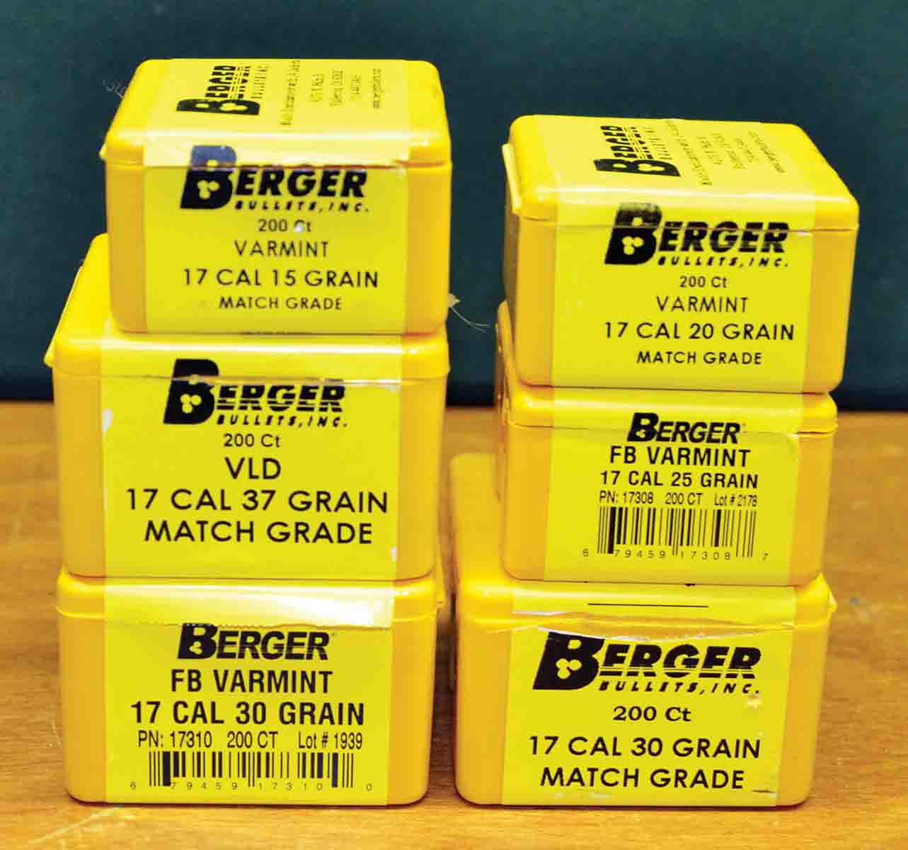 There was a time when Berger offered more .17-caliber bullet options than any other company but only the 25-grain HP is being produced today. The 37-grain bullet required a rifling twist rate no slower than 1:6 that is offered by Douglas Barrels, Inc.